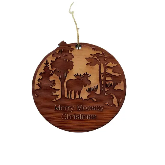 Merry Moosey Christmas - Cedar Ornament {3}