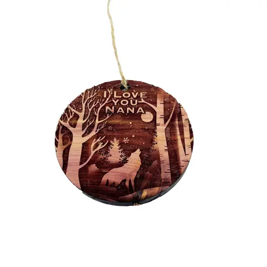 Winter Wolf I Love you Nana - cedar ornament {3}