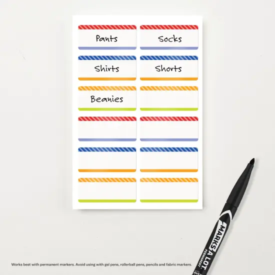 Avery No-Iron Fabric Name Labels, Playful Stripes Preprinted Designs, Handwrite Only, 24 Preprinted Labels (40774) {5}