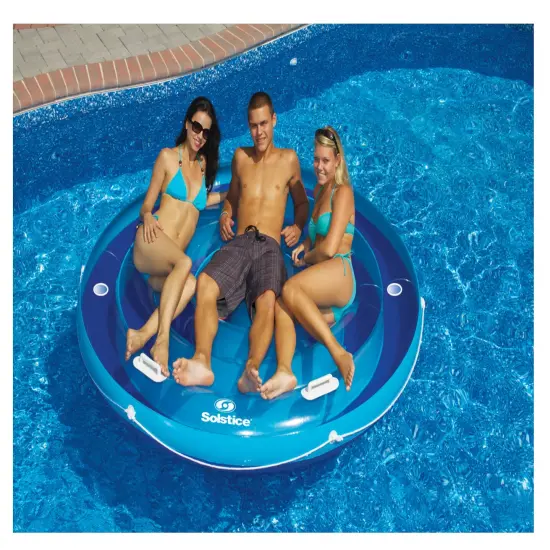Swim Central Solstice Inflatable Round Jumbo Island Swimming Pool Raft Lounger - 84" - Blue {3}