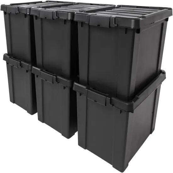 IRIS USA 6 Pack 76qt/19gal Heavy-Duty Storage Plastic Bin Tote Container, Black {1}