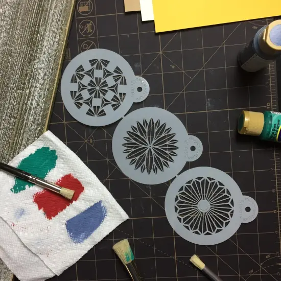 Retro Circle Cookie Stencil Set | C831 by Designer Stencils | Cookie Decorating Tools | Baking Stencils for Royal Icing, Airbrush, Dusting Powder | Reusable Plastic Food Grade Stencil for Cookies | Easy to Use & Clean Cookie Stencil {3}