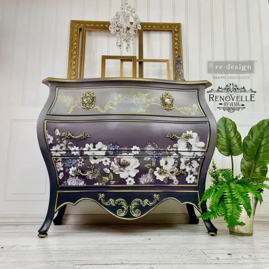 Redesign Decor Stamp-Distressed Floral Prts 12"x12" (7 pcs) {2}