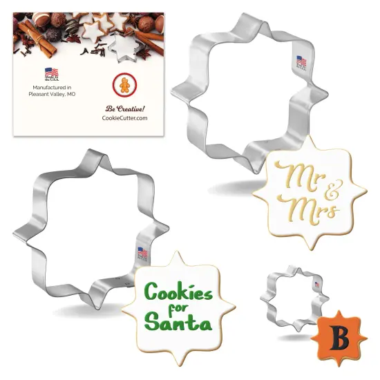 CookieCutter.com Plaque Frames 3 Piece Cookie Cutters Set, Large, Medium, Small, Tin Plate Steel, USA {1}