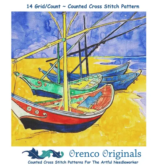 Originals Originals Vincent Van Gogh Boats on the Beach Counted Cross Stitch Pattern {1}