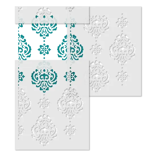 Large Rosie Damask All Over Wall Stencil | 3725 by Designer Stencils | Pattern Stencils | Reusable Stencils for Painting | Safe & Reusable Template for Wall Decor | Try This Stencil Instead of a Wallpaper | Easy to Use & Clean Art Stencil Pattern {3}
