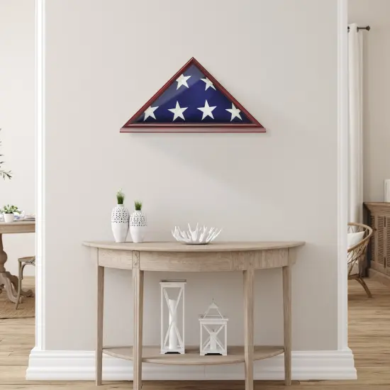 Reminded Memorial Veteran American Flag Display Case, Solid Wood Cherry Finish {6}