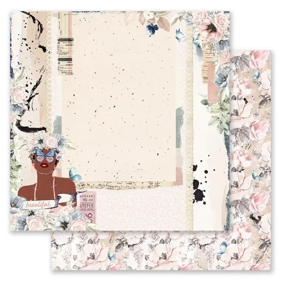 Indigo Collection 12x12 Sheet - Abstract Beauty - 12x12 in, w foil details (10 SHEETS) {1}