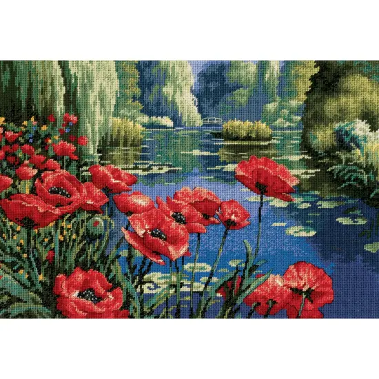 Dimensions Needlepoint Kit 16"X11"-Lakeside Poppies Stitched In Thread {1}