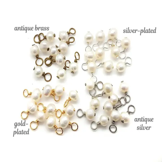 Dainty Freshwater Pearl Charms with Your Choice of Wire, 10 pieces, Adorabilities Gold-Plated {3}