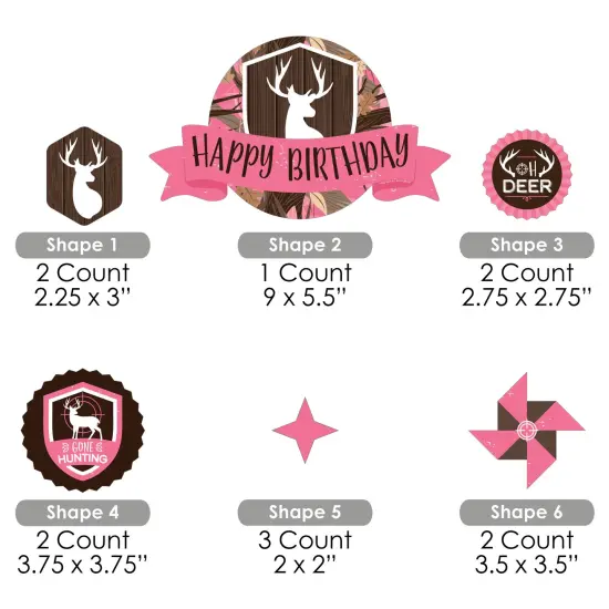Big Dot of Happiness Pink Gone Hunting - Deer Hunting Girl Camo Birthday Party Cake Decorating Kit - Happy Birthday Cake Topper Set - 11 Pieces {7}