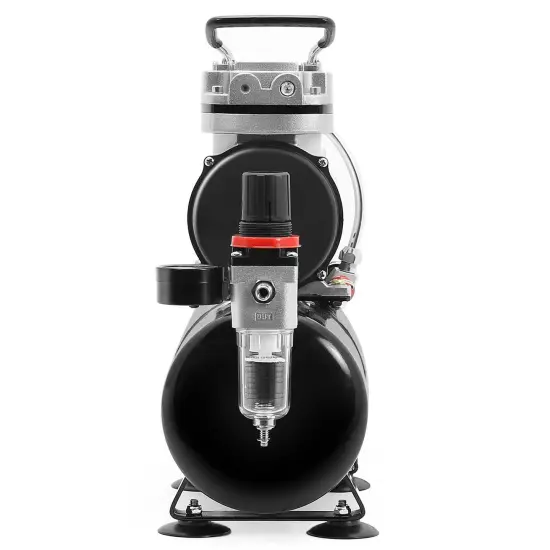 PointZero 1/5 HP Airbrush Compressor with Air Tank, Regulator, Gauge and Water Trap - Quiet Portable Pump {3}