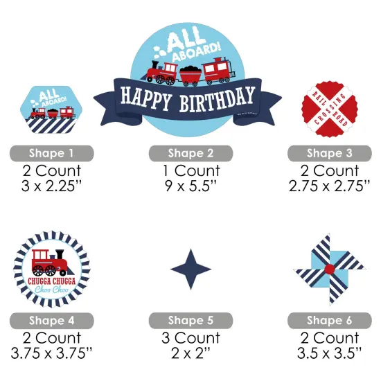 Big Dot of Happiness Railroad Party Crossing - Steam Train Birthday Party Cake Decorating Kit - Happy Birthday Cake Topper Set - 11 Pieces {7}