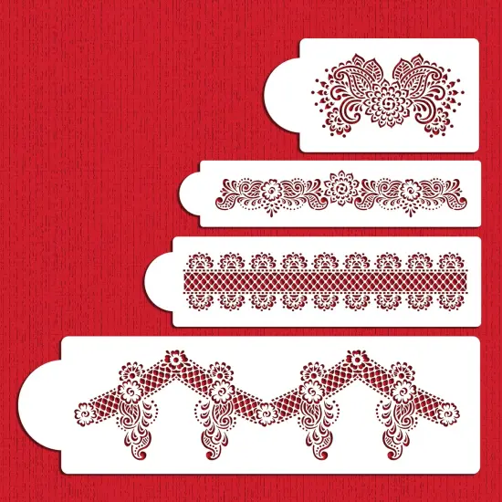 Chelsea Cake Stencil Set | C855 by Designer Stencils | Cake Decorating Tools | Baking Stencils for Royal Icing, Airbrush, Dusting Powder | Reusable Plastic Food Grade Stencil for Cakes | Easy to Use & Clean Cake Stencil {3}
