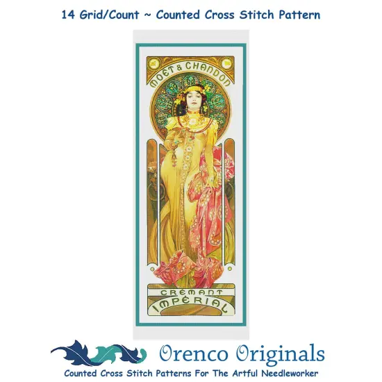 Moet Chandon Advertising by Alphonse Mucha Counted Cross Stitch Pattern {1}