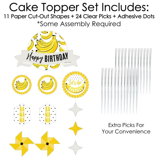 Big Dot of Happiness Let's Go Bananas - Tropical Birthday Party Cake Decorating Kit - Happy Birthday Cake Topper Set - 11 Pieces {4}