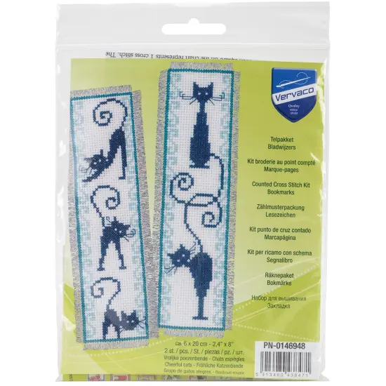 Vervaco Counted Cross Stitch Kit 2.5"X8"-Cheerful Cats On Aida {1}