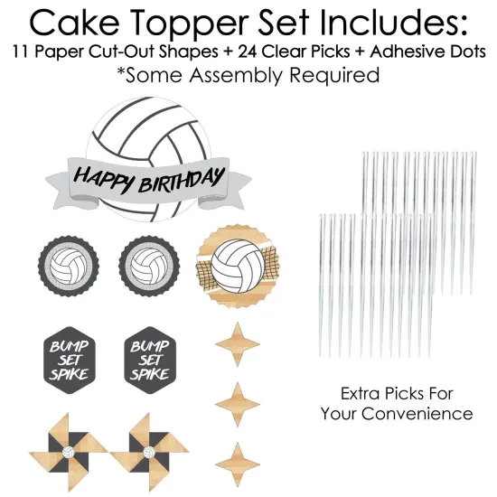 Big Dot of Happiness Bump, Set, Spike - Volleyball - Birthday Party Cake Decorating Kit - Happy Birthday Cake Topper Set - 11 Pieces {4}