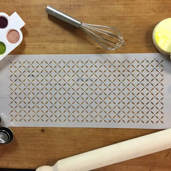 Eyelet Lattice Cake Stencil | C776 by Designer Stencils | Cake Decorating Tools | Baking Stencils for Royal Icing, Airbrush, Dusting Powder | Reusable Plastic Food Grade Stencil for Cakes | Easy to Use & Clean Cake Stencil {3}