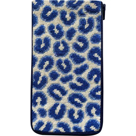 Stitch & Zip Eyeglass Case Needlepoint Kit- Navy Leopard Multicolor {1}