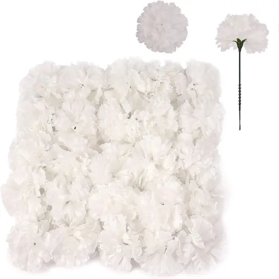 Floral Home White Carnation Flowers, 100-Pack, Artificial Carnation Picks, Silk Fake Carnations, Bulk, for DIY Wedding, Bouquets, Party, & Event, Home Decor, Floral Home by Artificial Flowers {1}