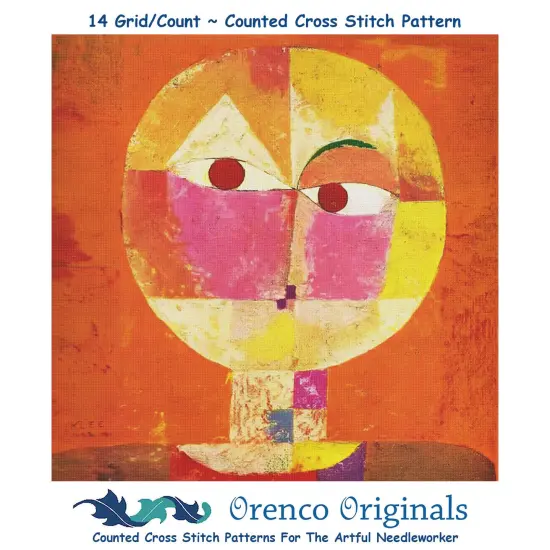 Senecio Detail-Square by Expressionist Artist Paul Klee Counted Cross Stitch Pattern {1}