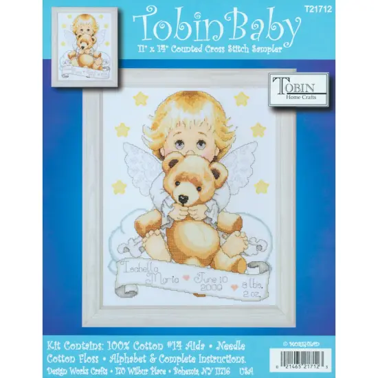 Tobin Counted Cross Stitch Kit 11"X14"-Angel Birth Record {1}