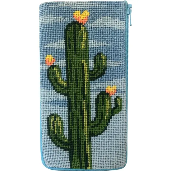 Stitch & Zip Eyeglass Case Needlepoint Kit- Flowering Cacti Multicolor {1}