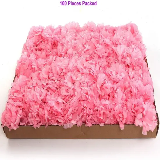 100-Pack White & Pink Artificial Carnation Flowers - Silk Faux Carnation Picks in Bulk, Perfect for DIY Weddings, Bouquets, Party & Event Decor, Home Accents, Floral Home by Artificial Flowers {2}