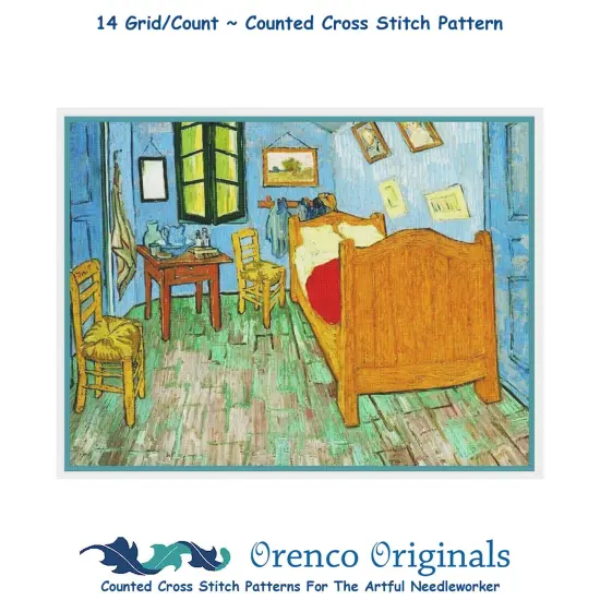 Impressionist Van Gogh's The Bedroom Counted Cross Stitch Chart Pattern {1}