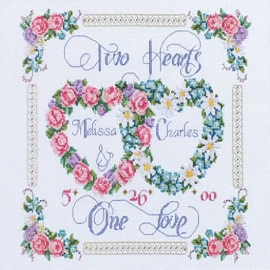 Janlynn Counted Cross Stitch Kit 14"X12"-Two Hearts, One Love {1}