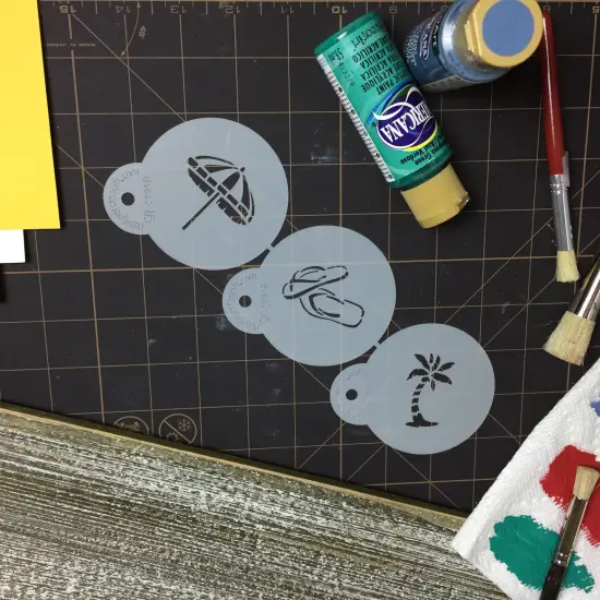 Mini Beach Cookie & Cupcake Stencil Set: Beach Umbrella, Flip-Flops, Palm Tree | C791 by Designer Stencils | Cookie Decorating Tools | Baking Stencils for Royal Icing, Airbrush, Dusting Powder | Reusable Food Grade Stencils | Easy to Use & Clean {4}