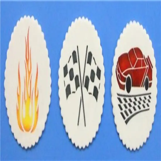 Racecar Cookie Stencil Set | C722 by Designer Stencils | Cookie Decorating Tools | Baking Stencils for Royal Icing, Airbrush, Dusting Powder | Reusable Plastic Food Grade Stencil for Cookies | Easy to Use & Clean Cookie Stencil {2}