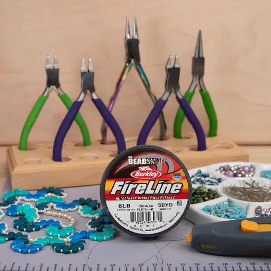 The Beadsmith Fireline by Berkley &ndash; Micro-Fused Braided Thread &ndash; 8lb. Test, .007&rdquo;/.17mm Diameter, 50 Yard Spool, Smoke Grey &ndash; Super Strong Stringing Material for Jewelry Making and Bead Weaving {5}