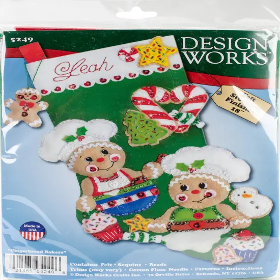 Design Works Felt Stocking Applique Kit 18" Long-Gingerbread Bakers {1}