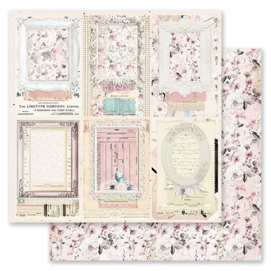 Indigo Collection 12x12 Sheet - Shabby Frames - 12x12 in, w foil details (10 SHEETS) {1}