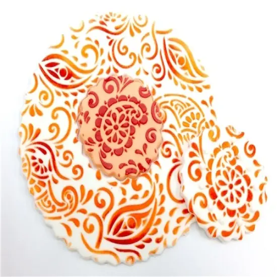 Paisley Henna Miniprint Cake Stencil | C820 by Designer Stencils | Cake Decorating Tools | {2}