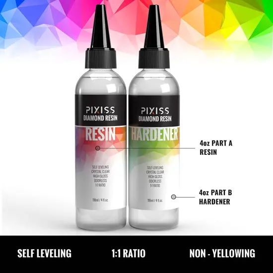Pixiss Epoxy Resin Easy Mix 1:1 8-Ounce Kit Crystal Clear Casting Resin {3}