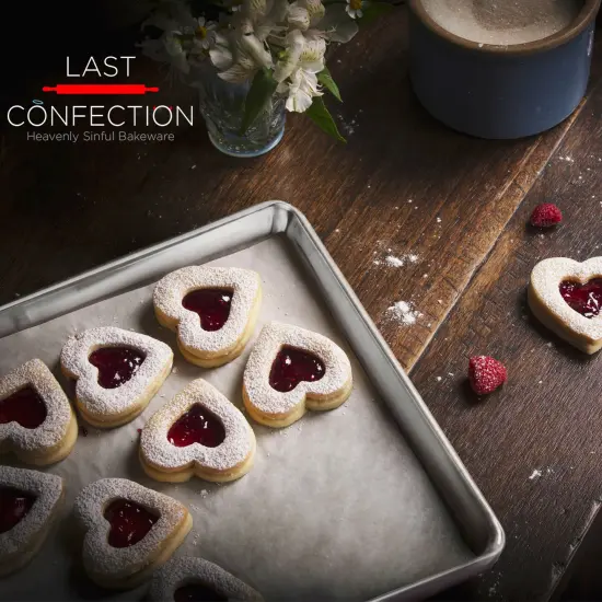 Last Confection 6 Cookie Baking Sheets - Rimmed Aluminum Jelly Roll Trays {6}