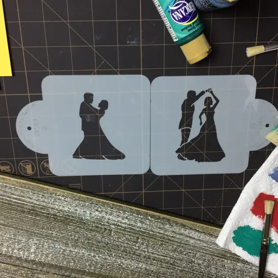 Dancing Couple Cake Stencil | C818 by Designer Stencils | Cake Decorating Tools | Baking Stencils for Royal Icing, Airbrush, Dusting Powder | Reusable Plastic Food Grade Stencil for Cakes | Easy to Use & Clean Cake Stencil {5}