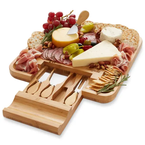 Casafield Bamboo Cheese Board and Knife Gift Set, Wooden Charcuterie Board Meat and Cheese Platter for Entertaining, Housewarming, Birthday, Wedding {1}
