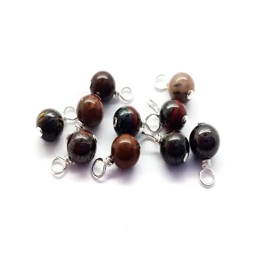 Tiger Iron 6mm Dangles, Gemstone Bead Charms, 10 pieces, Adorabilities {1}