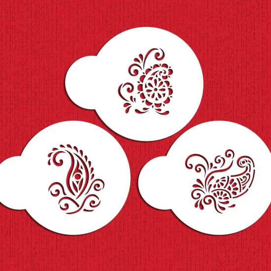 Mini Silk Paisley Cookie Stencils | C726 by Designer Stencils | Cookie Decorating Tools | Baking Stencils for Royal Icing, Airbrush, Dusting Powder | Reusable Plastic Food Grade Stencil for Cookies | Easy to Use & Clean Cookie Stencil {5}