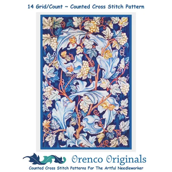 Acanthus Leaves and Grapes by William Morris Counted Cross Stitch Pattern {1}