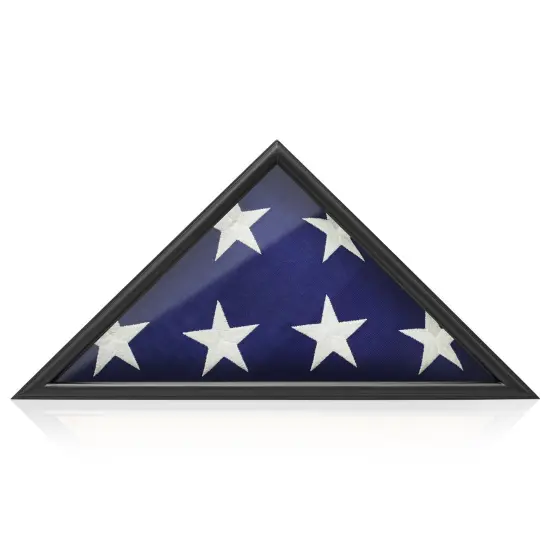 Reminded Military Burial Flag Display Case, Solid Wood Black Finish {3}