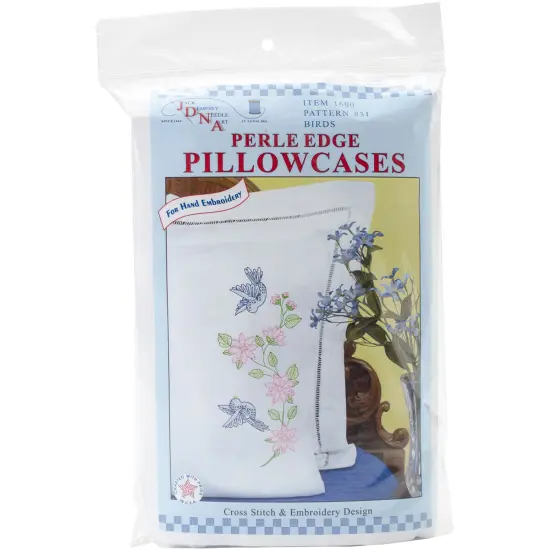Jack Dempsey Stamped Pillowcases W/White Perle Edge 2/Pkg-Birds {1}