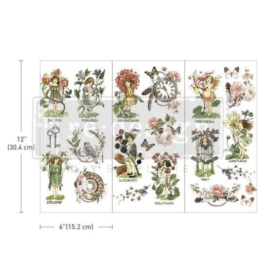 Redesign With Prima Decor Small Transfers - Flower Children - 3 sheets , 6"x12" 655350657147 {1}