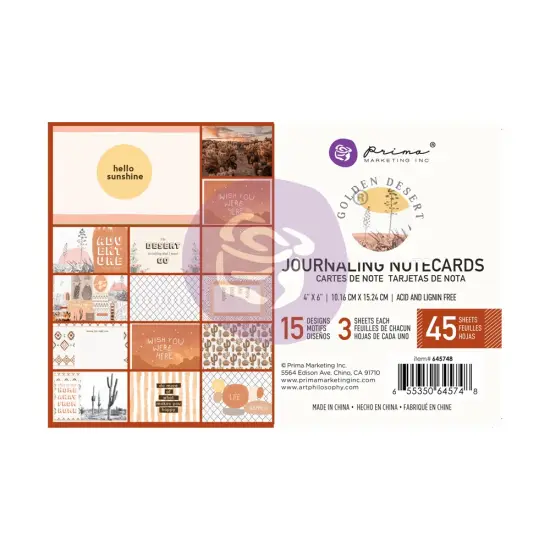 Prima Marketing Inc Golden Desert Collection 4x6 Journaling Cards - 45 Sheets 655350645748 {1}