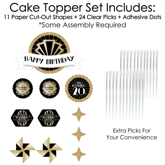 Big Dot of Happiness Roaring 20's - 1920s Art Deco Jazz Birthday Party Cake Decorating Kit - Happy Birthday Cake Topper Set - 11 Pieces {4}