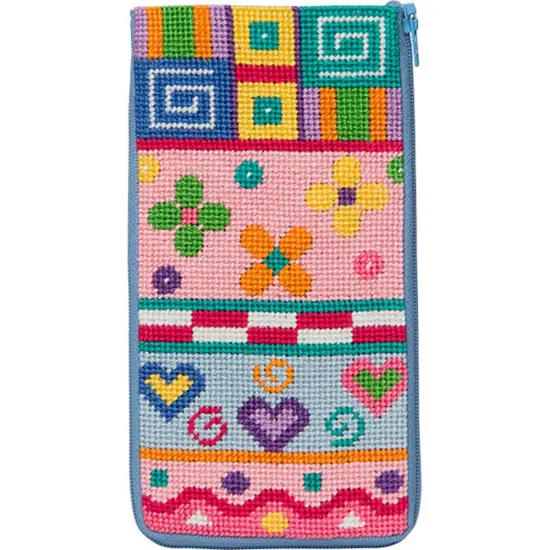 Stitch & Zip Eyeglass Case Needlepoint Kit- Patchwork Multicolor {1}